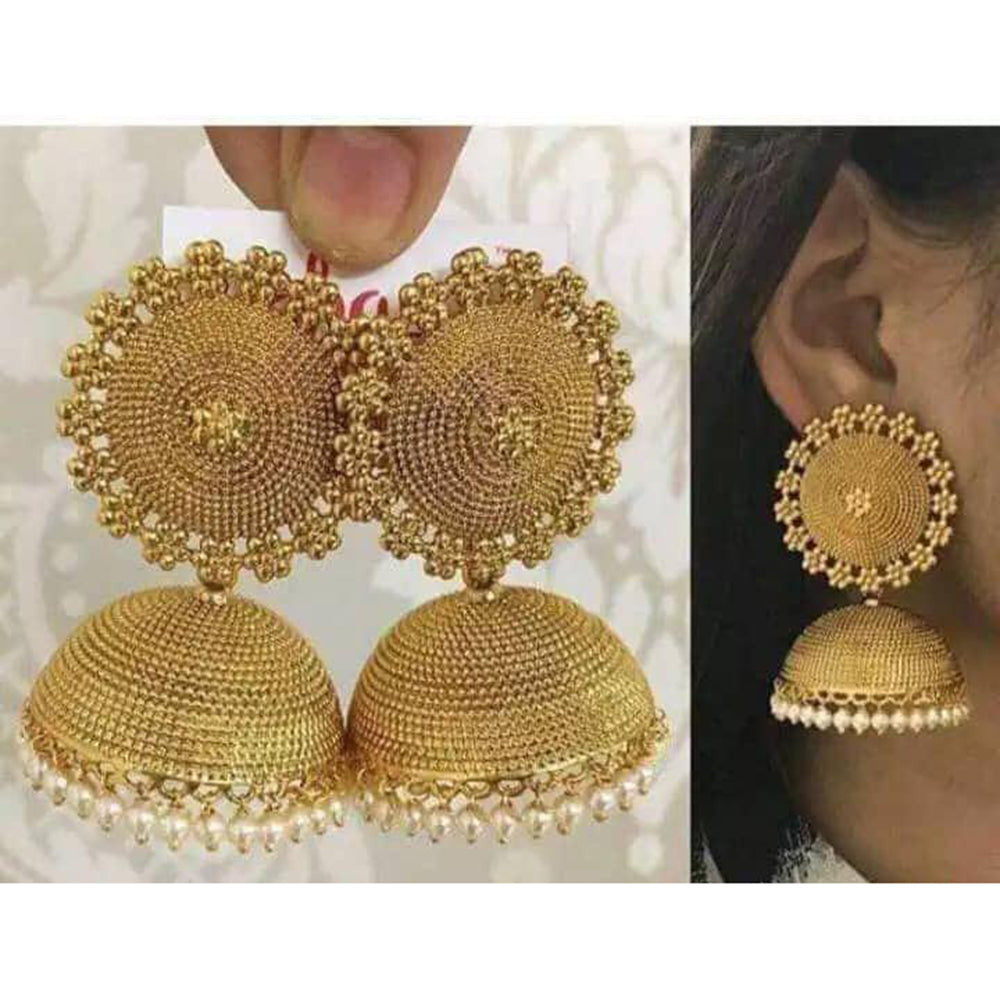 India Art Gold Plated Jhumkis Earrings
