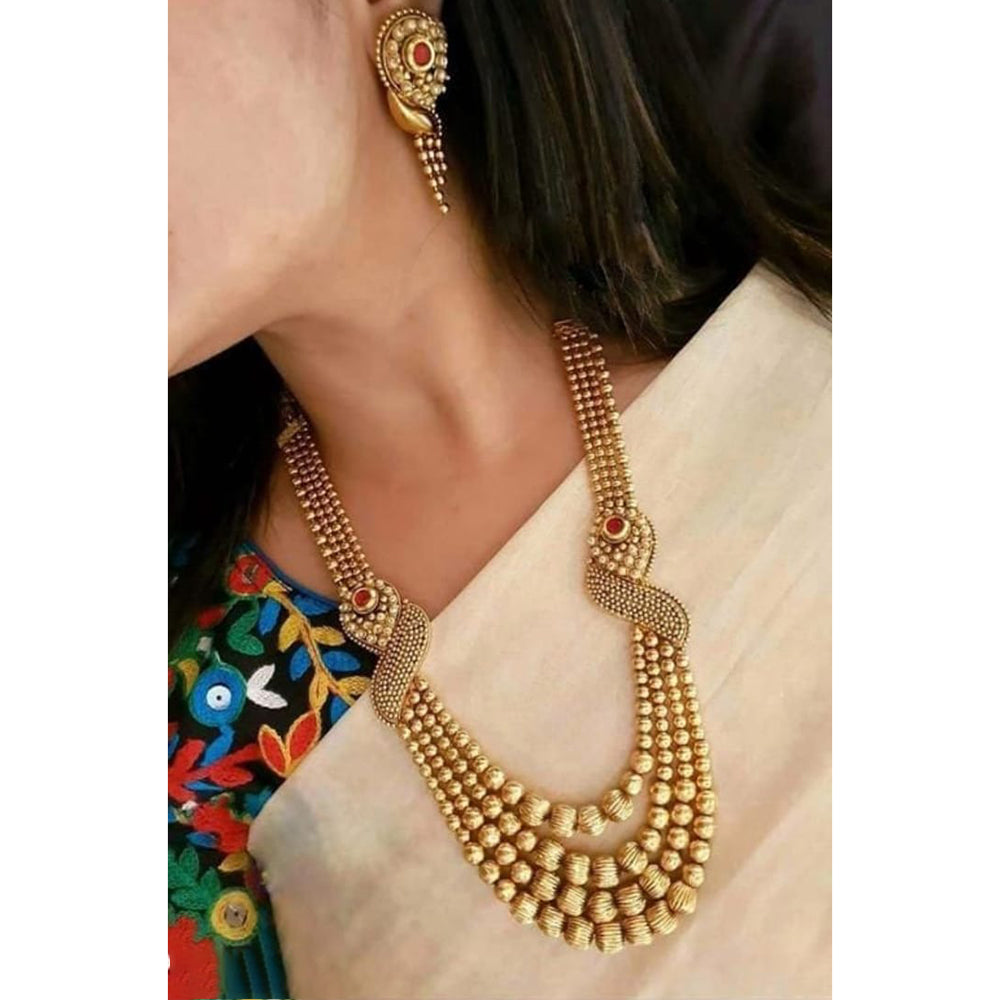 India Art Gold Plated Long Necklace Set – JewelEMarket
