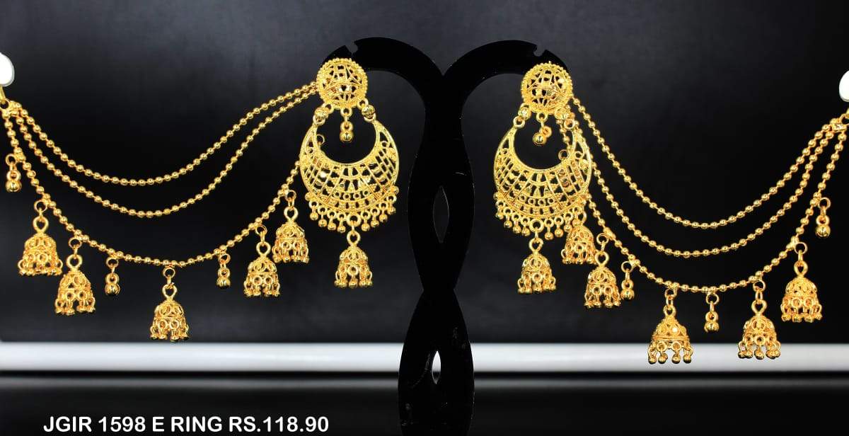 Mahavir Forming Gold Plated Jhumki Earrings  - JGIR 1598 E RING