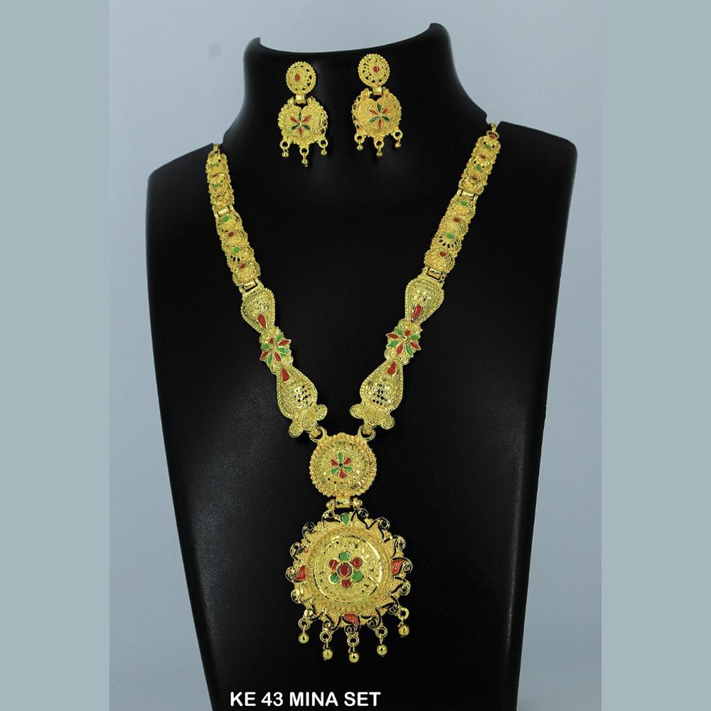 Mahavir Forming Gold Necklace Set - KE SET 43 MINA