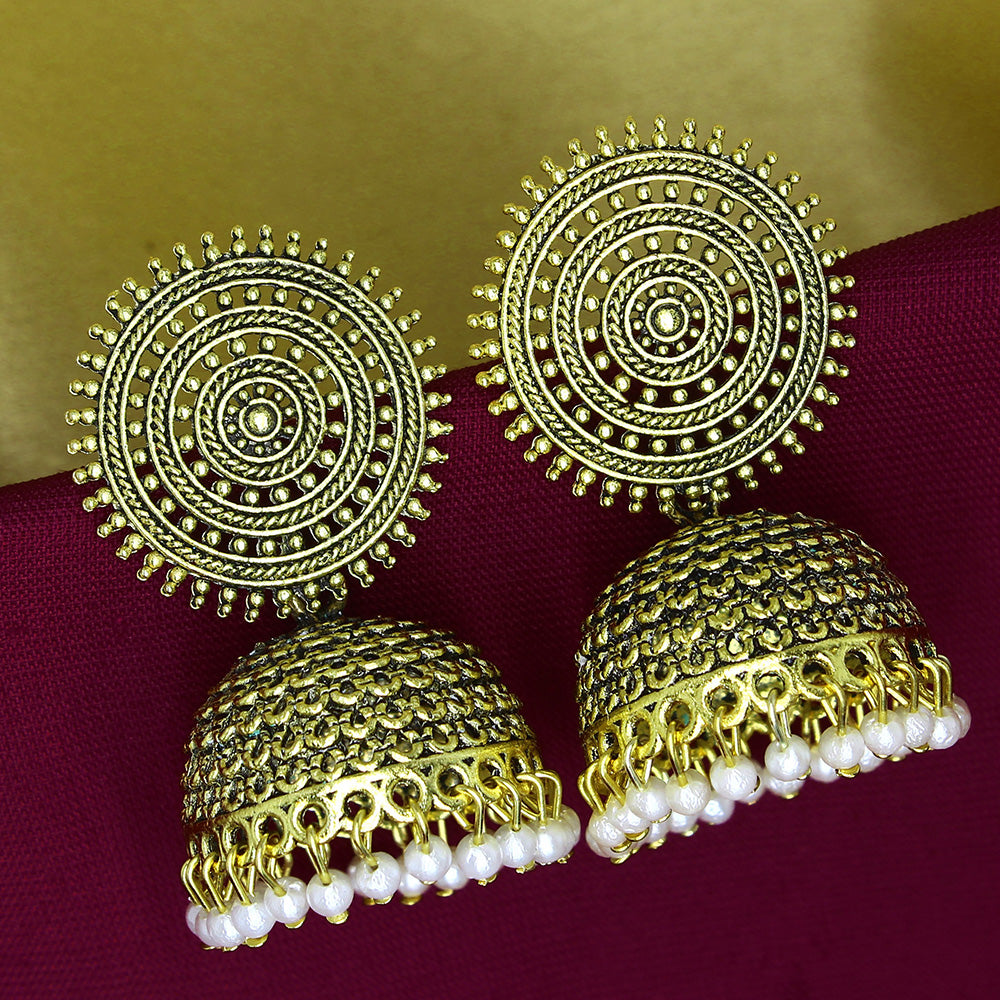 Mahavir Gold Plated Jhumki Earrings