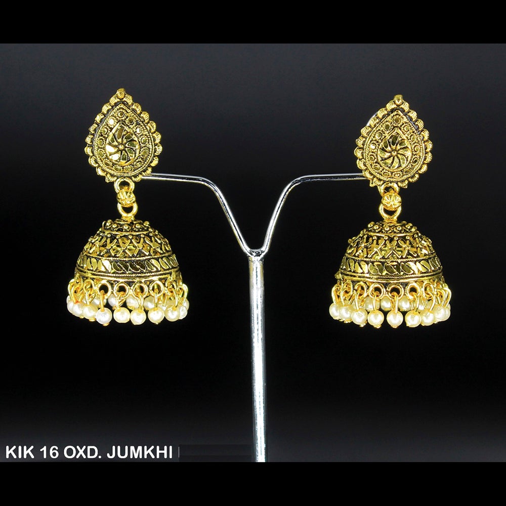 Mahavir Forming Gold Plated Jhumki Earrings - KIK 16 OXD Jumkhi
