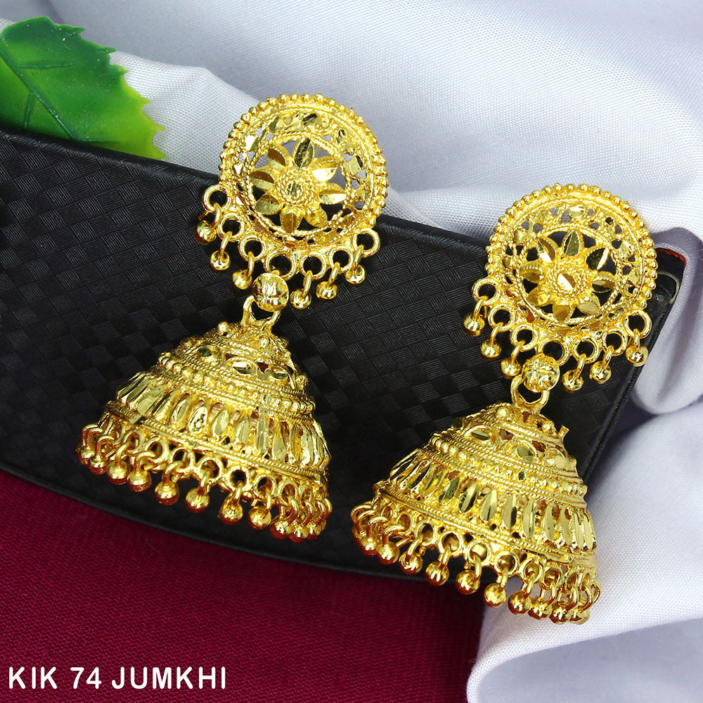 Mahavir Dye Gold Jhumki Earrings