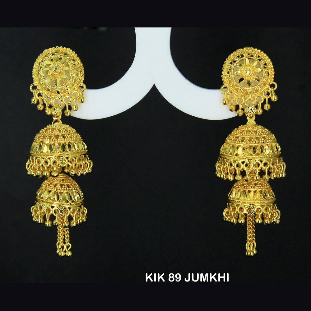 Mahavir Forming Gold Plated Jhumki Earrings - KIK 89 Jumkhi