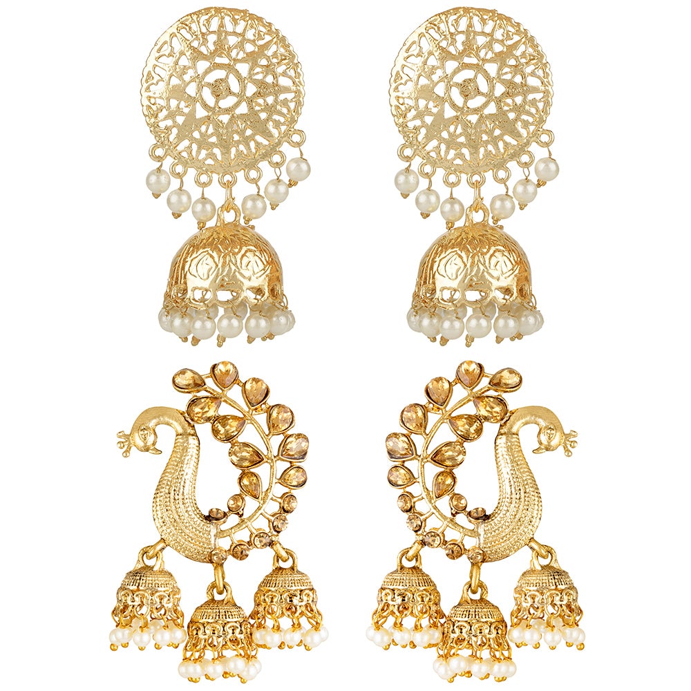 Kord Store Traditional Gold Plated Set Of 2 Alloy Earring Combo For Women - KSJWLRYCOMBO128