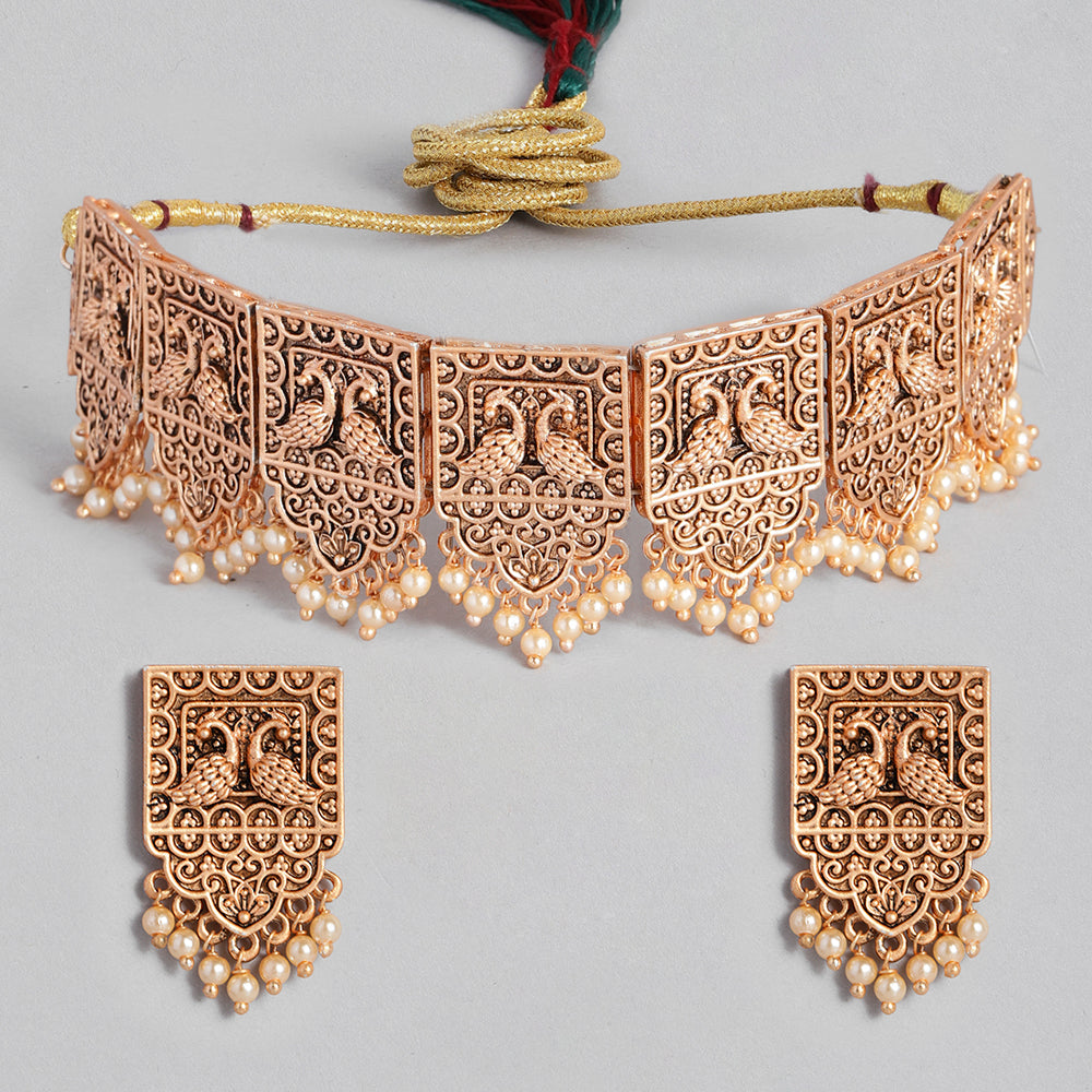 Kord Store Stylist Rose Gold Platted Beads Necklace Set For Girls and Women