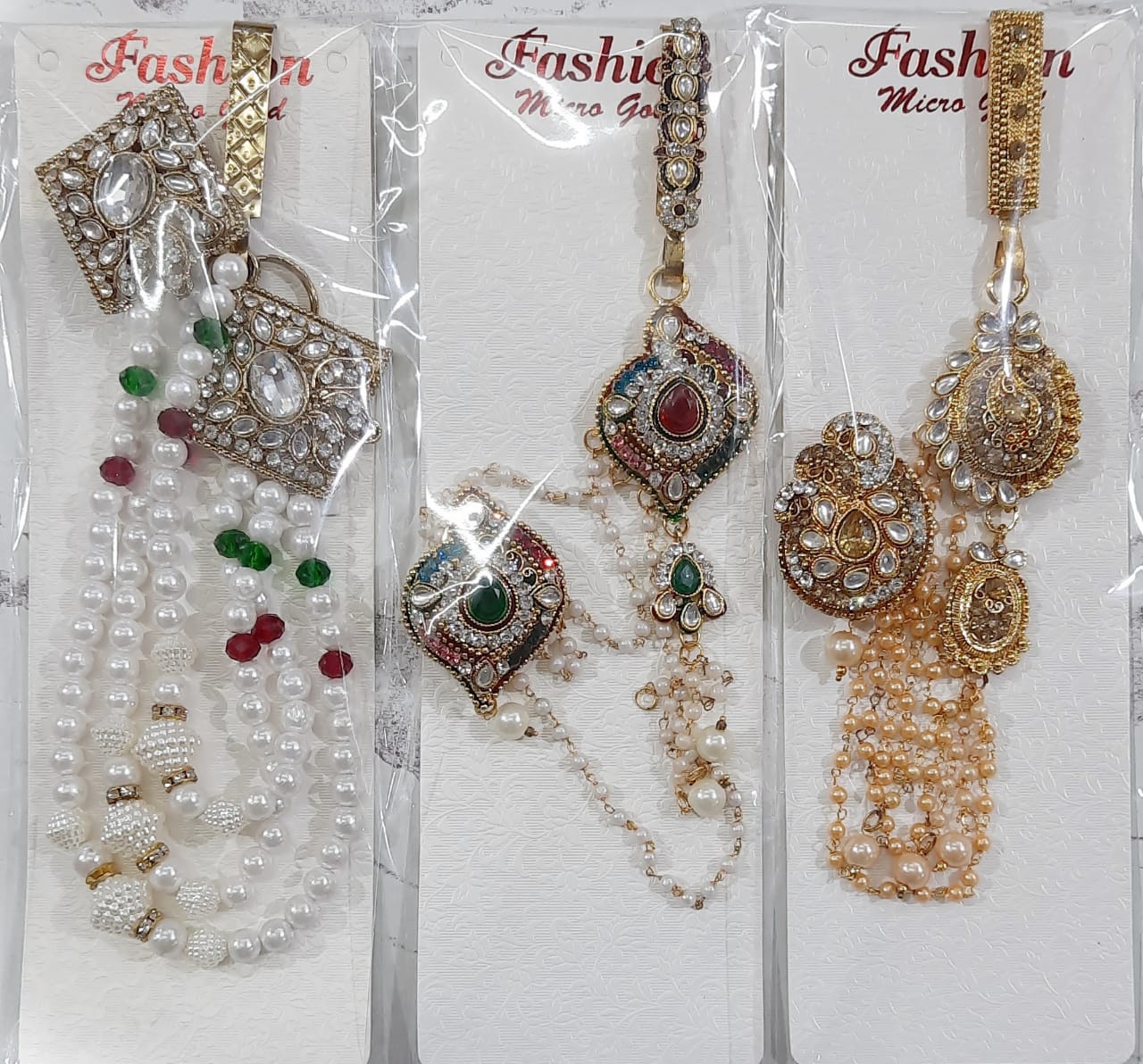 Martina Jewels Mix Design Pack Of 6 Austrian Stone Gold Plated Kamar Guccha