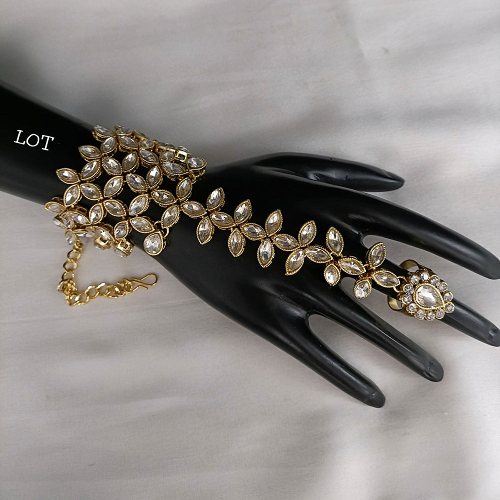 Lucentarts Jewellery Gold Plated Crystal Stone Hand Harness LCJBAN16