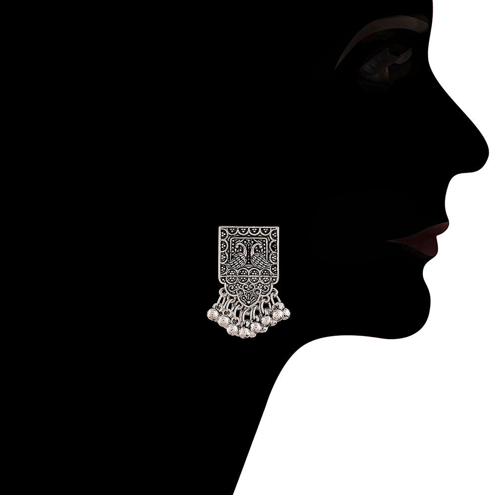Etnico Oxidized Silver Plated Afghani Choker Necklace Jewellery Set for Women (MC067)