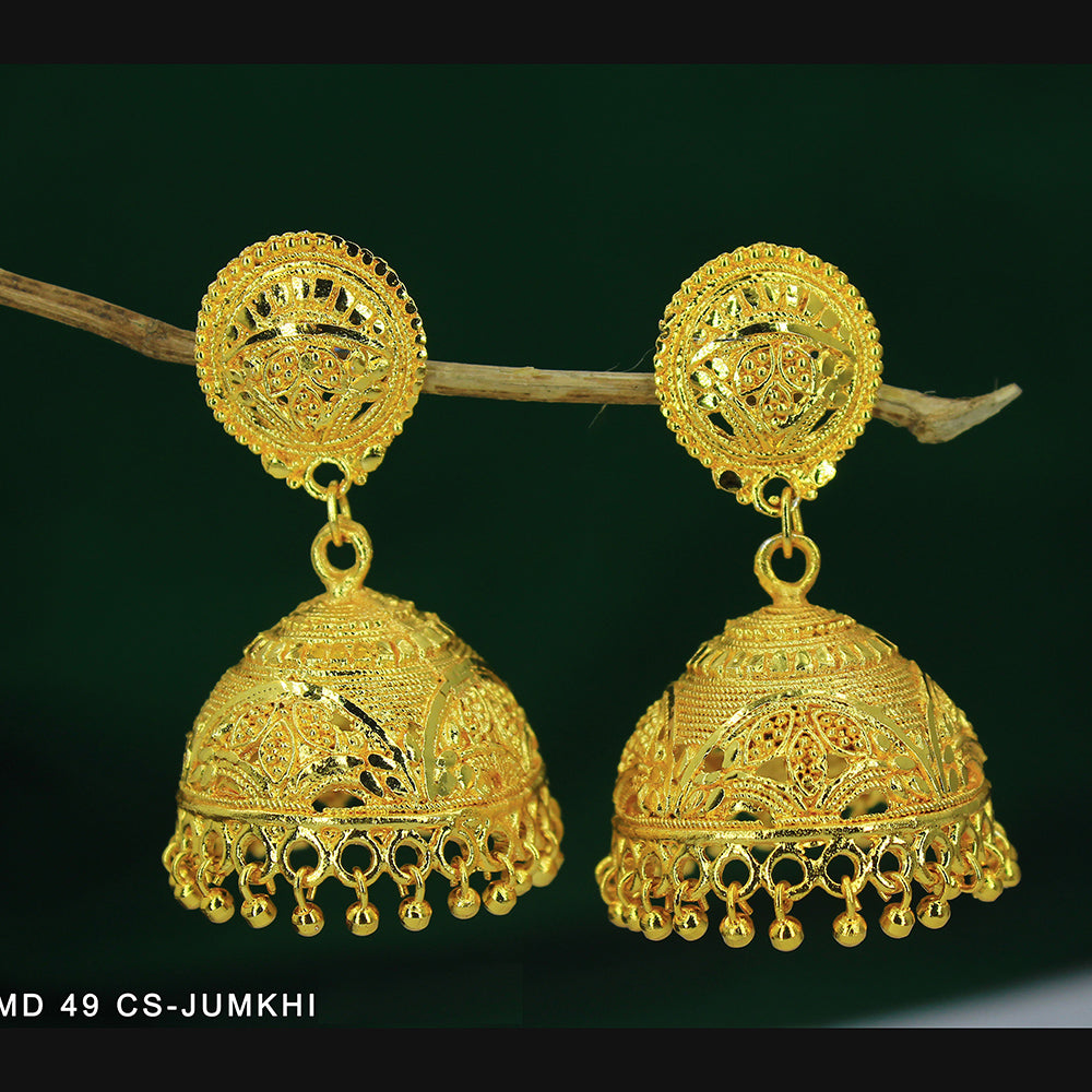 Mahavir Dye Gold Jhumki Earrings