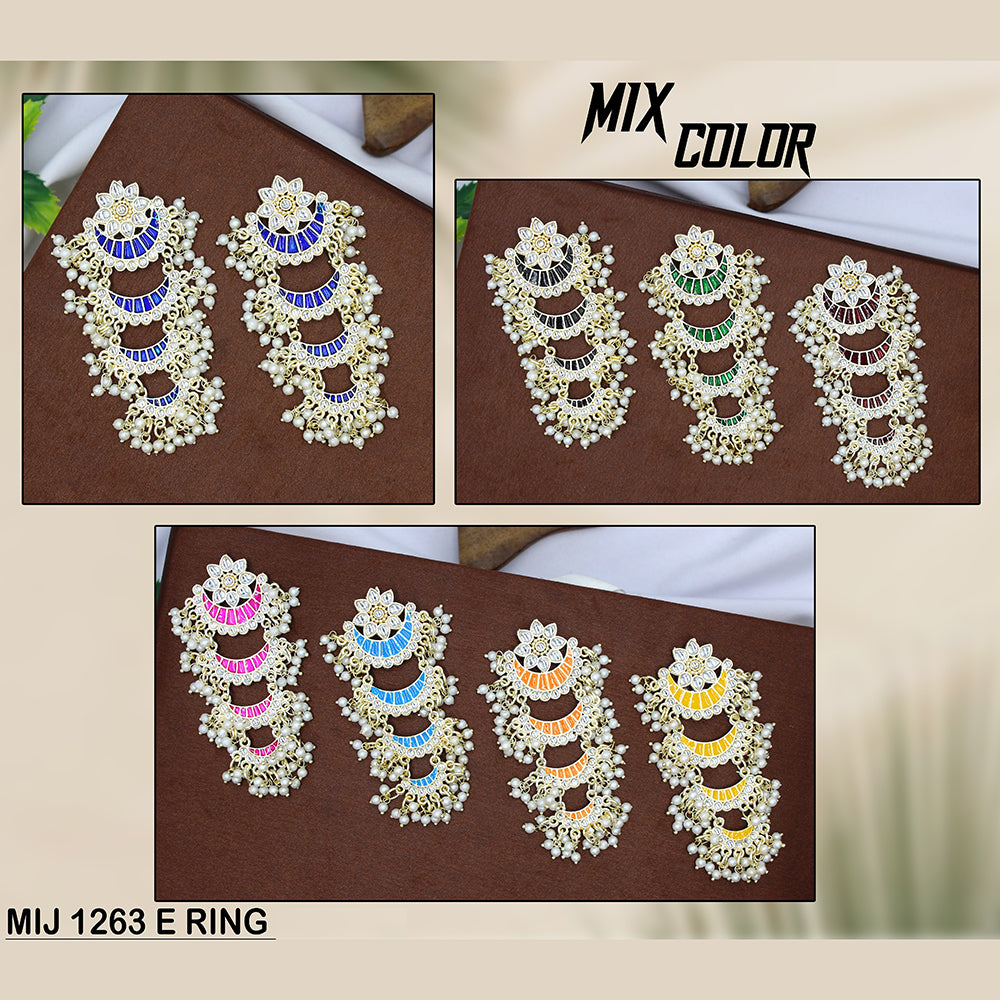 Mahavir Gold Plated Meenakari & Beads Dangler Earrings