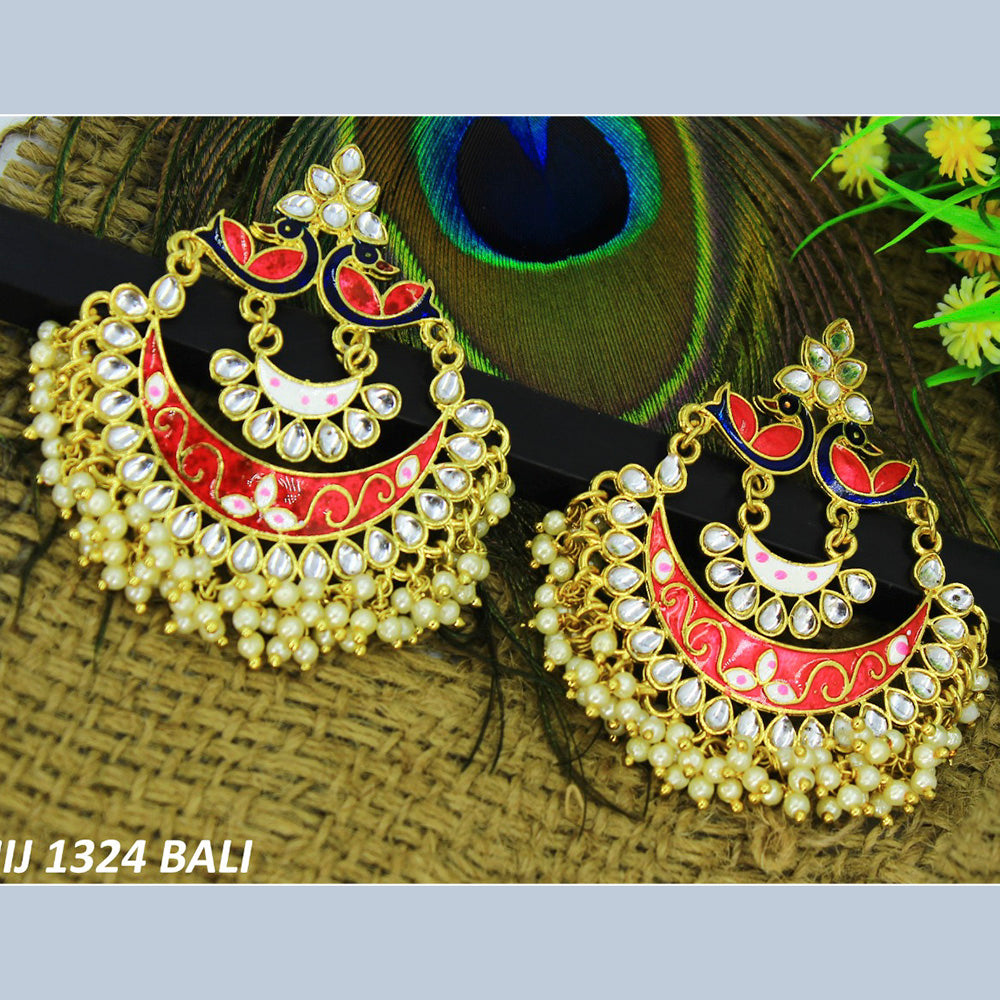 Mahavir Gold Plated Meenakari And Kundan Designer Dangler Earrings