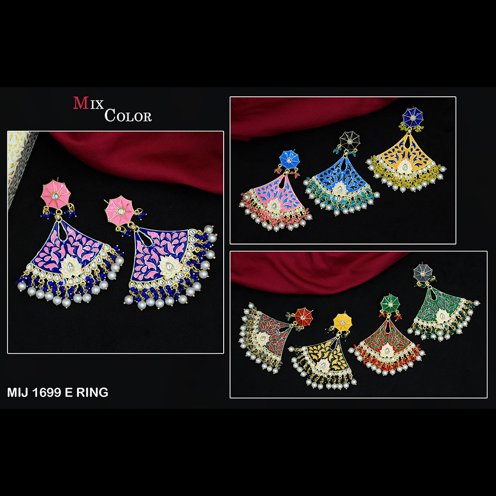 Mahavir Gold Plated Meenakari Dangler Earrings