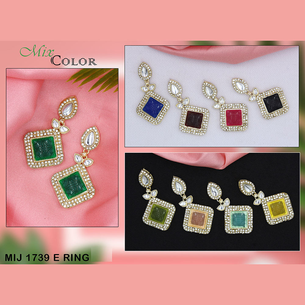 Mahavir Gold Plated Austrian Stone Earrings