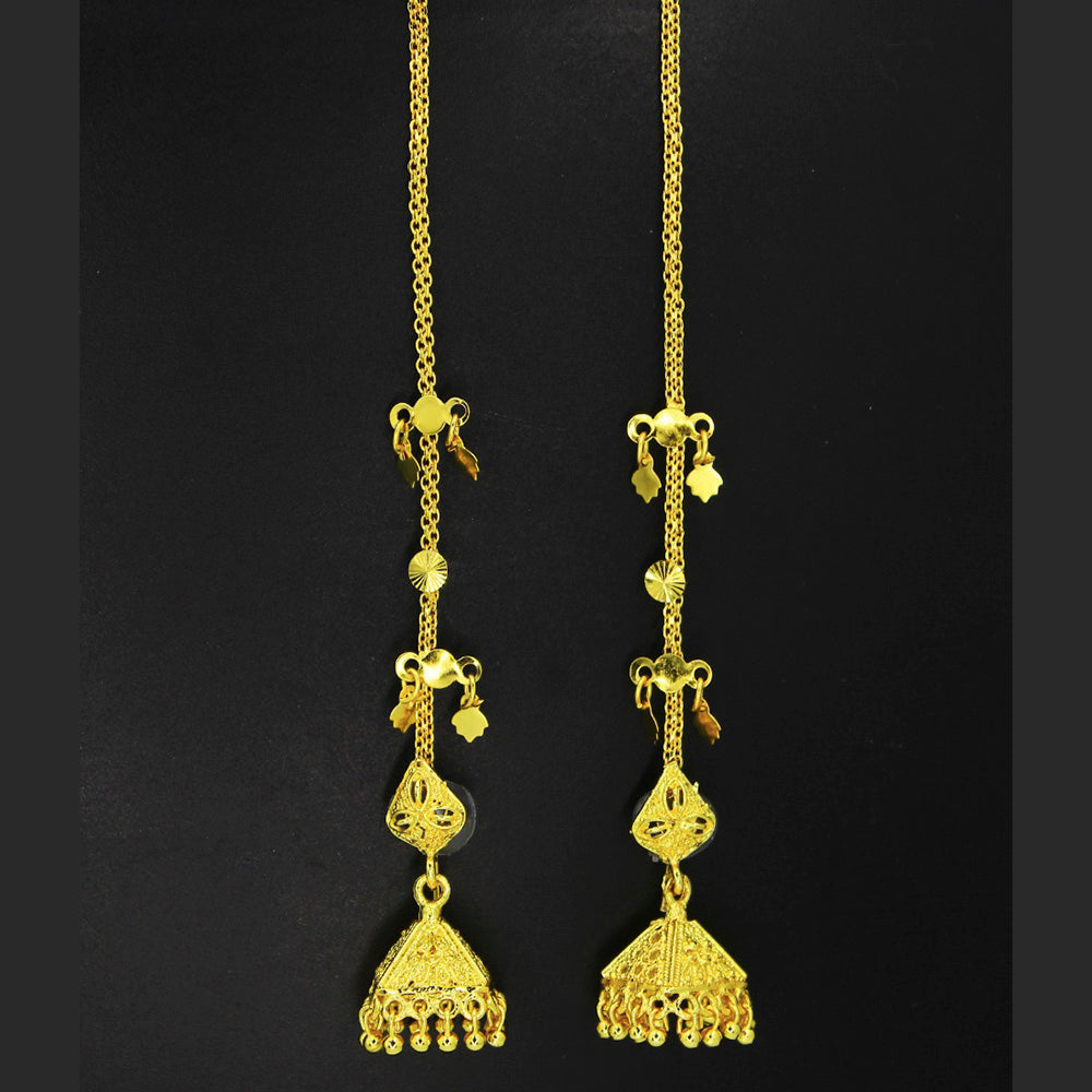 Mahavir Forming Gold Plated Jhumki Earrings With Chain