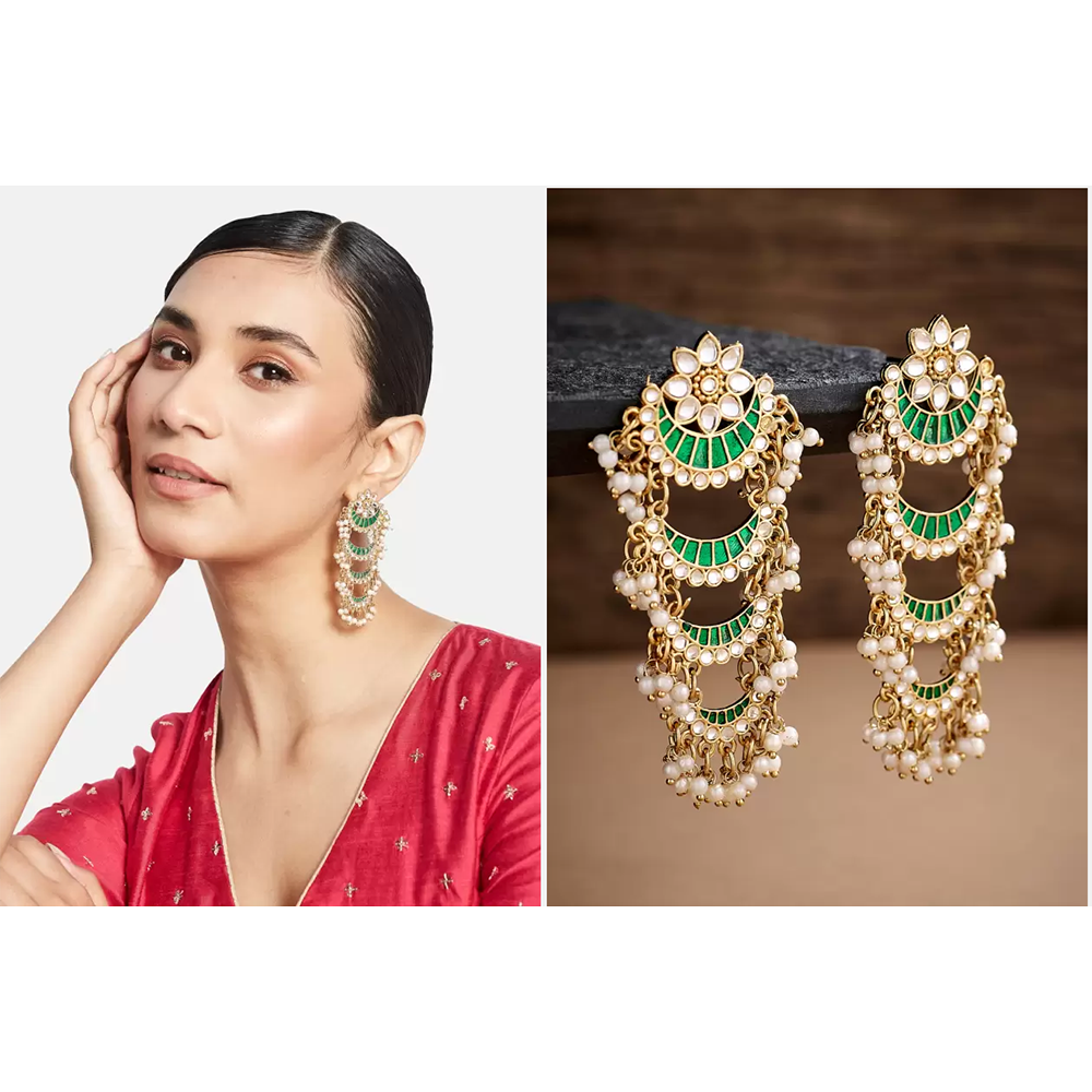 Mahavir Gold Plated Dangler Earrings