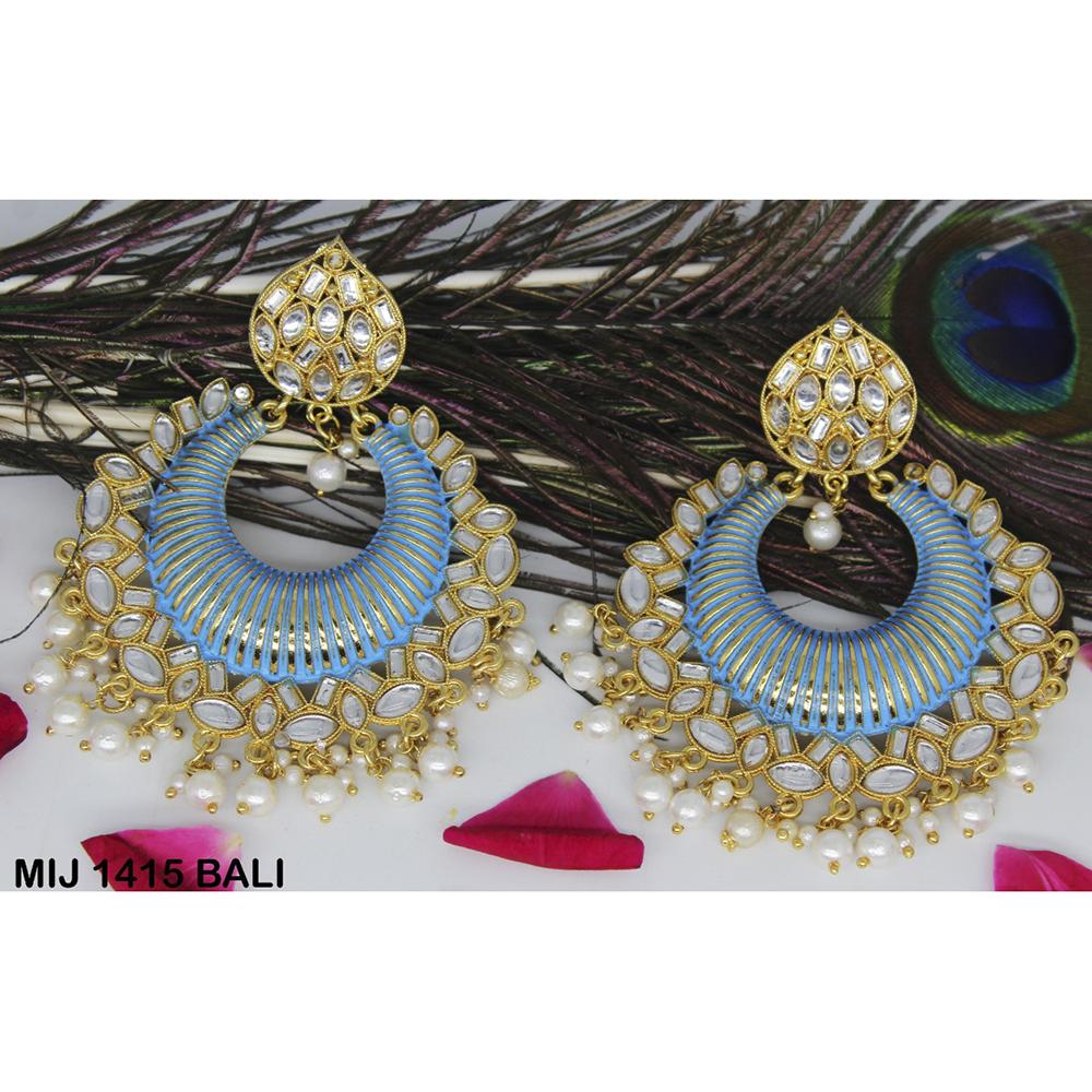 Mahavir Gold Plated Designer Dangler Earrings - MIJ 1415 BALI