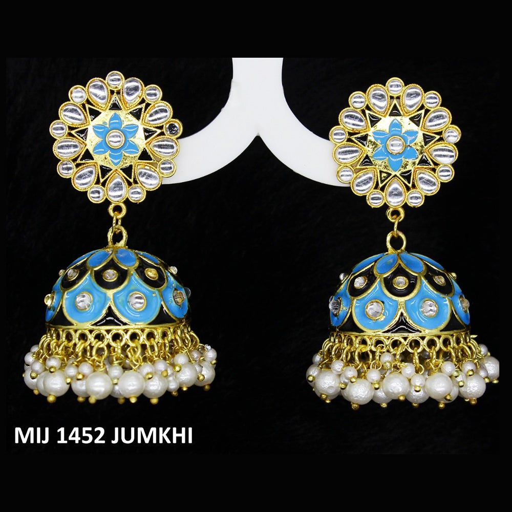 Mahavir Gold Plated Meenakari And Kundan Designer Jhumki Earrings - MIJ 1452 Jumkhi