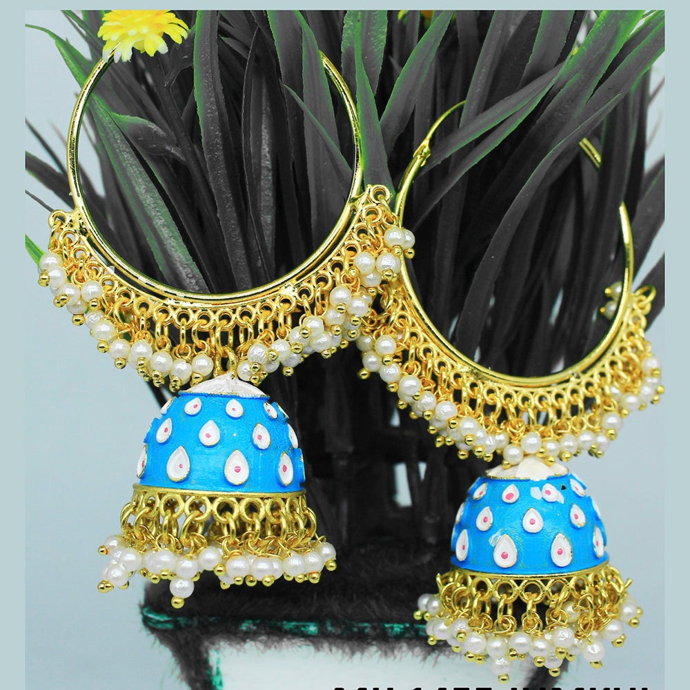 Mahavir Gold Plated Meenakari And Pearl Designer Jhumki Earrings - MIJ 1455 Jumkhi