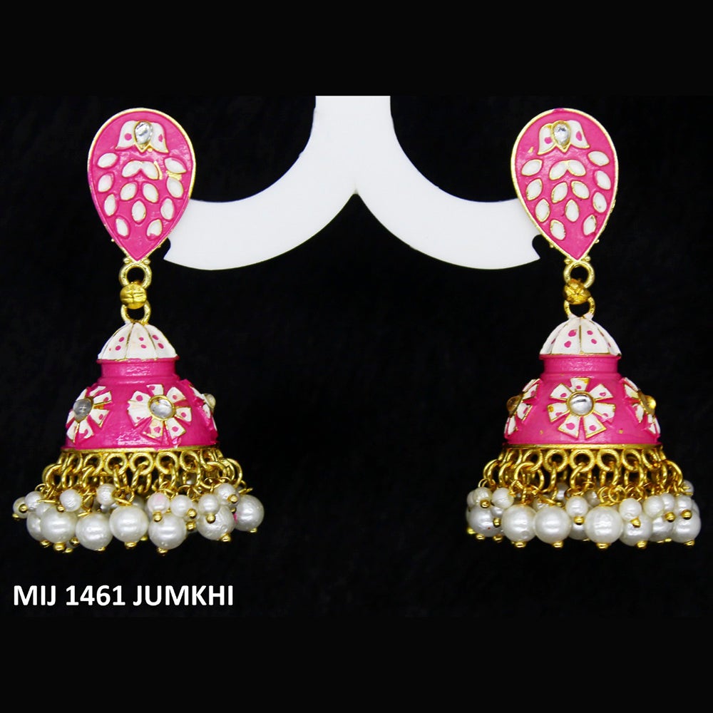 Mahavir Gold Plated Meenakari And Kundan Designer Jhumki Earrings - MIJ 1461 Jumkhi