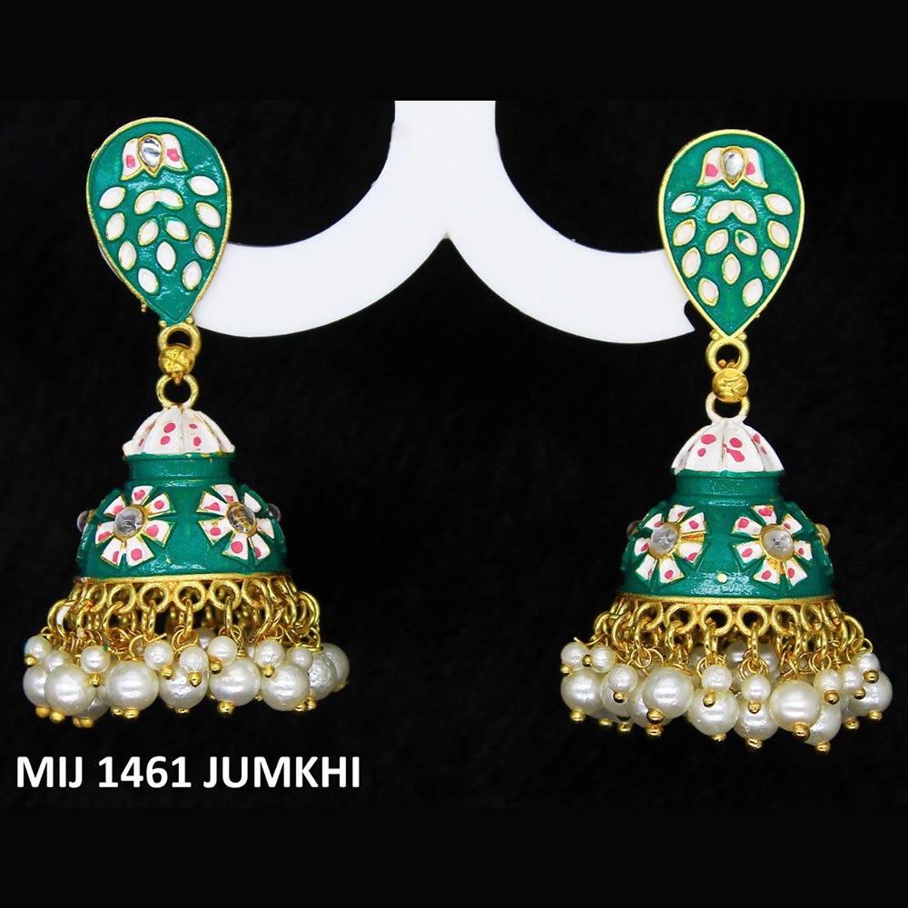 Mahavir Gold Plated Meenakari And Kundan Designer Jhumki Earrings - MIJ 1461 Jumkhi
