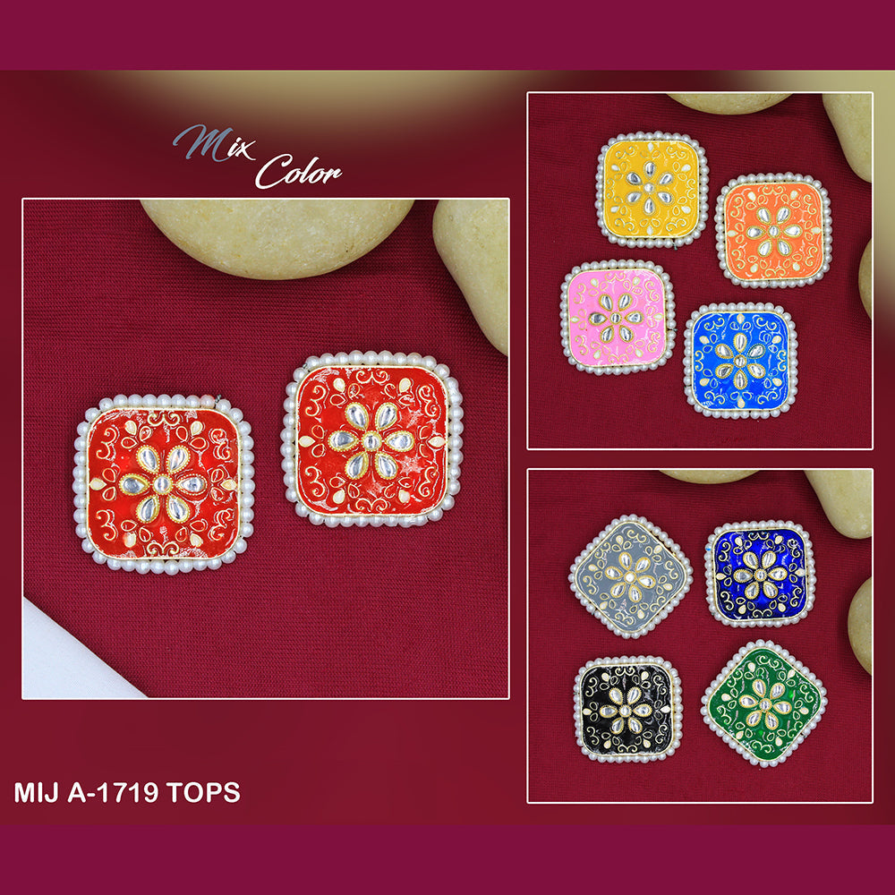 Mahavir Gold Plated Meenakari Stud Earrings