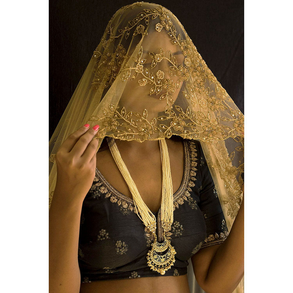 Etnico18k Gold Plated Ethnic Kundan Pearl Studded Meenakari Long Necklace Set For Women (ML297BL)