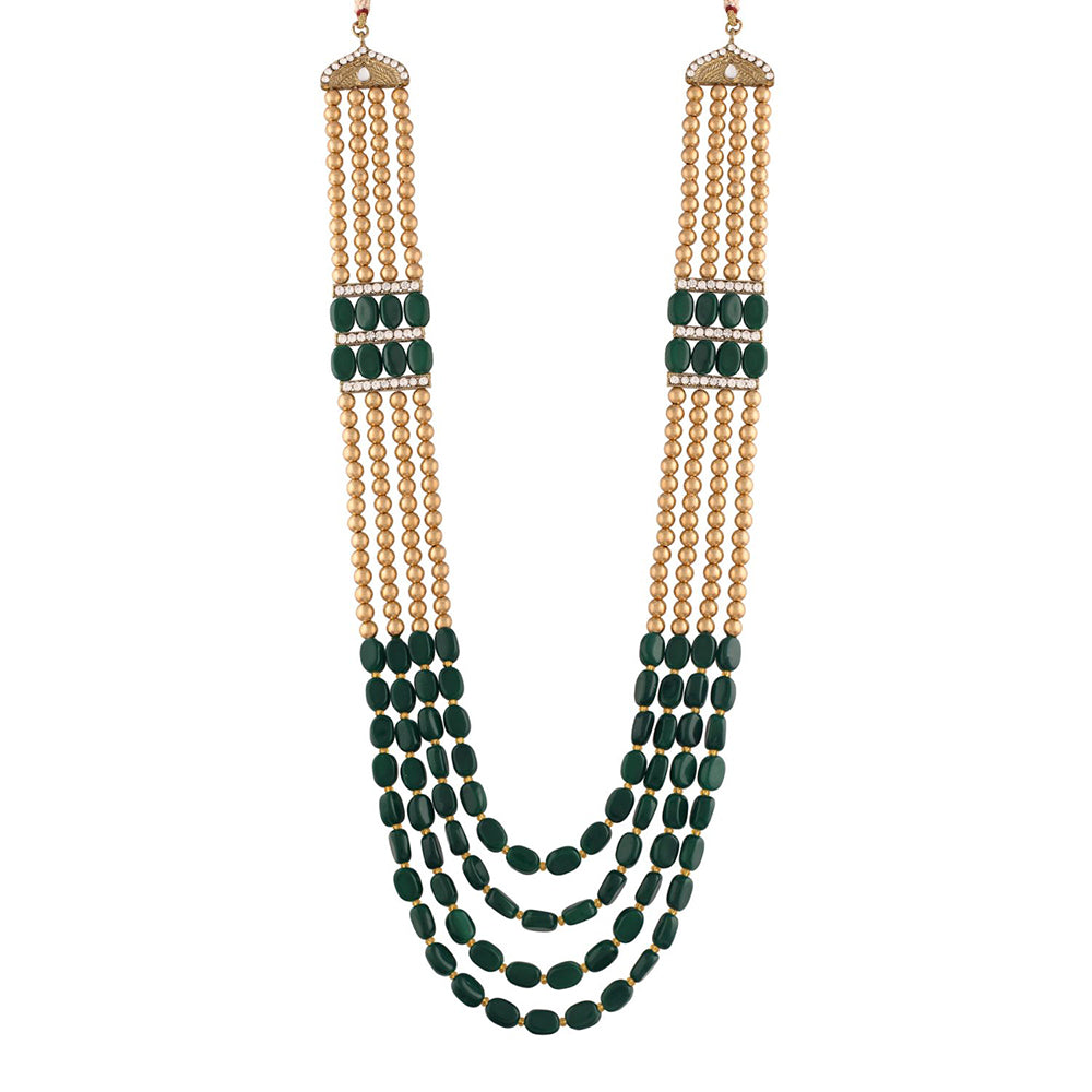 Etnico Gold-Plated Layered Groom Necklace For Men (Mlp37G)