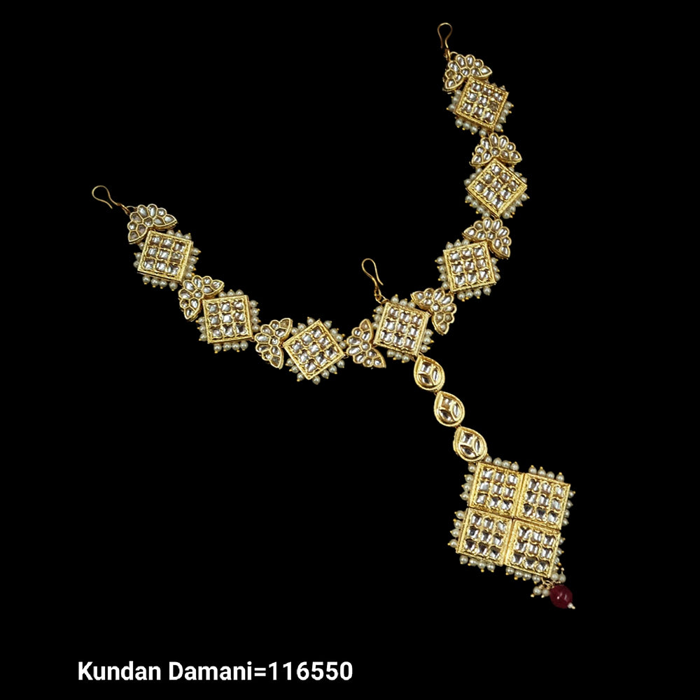 Padmawati Bangles Gold Plated Kundan & Pota Stone Maangtikka With Sheeshphool Hair Accessories For Women