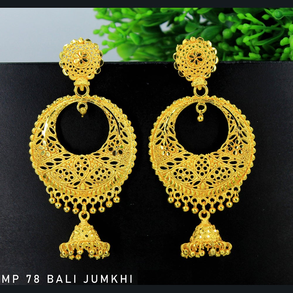 Light Weight Bali Jhumka Earrings Gold Light Weight Gold Bali