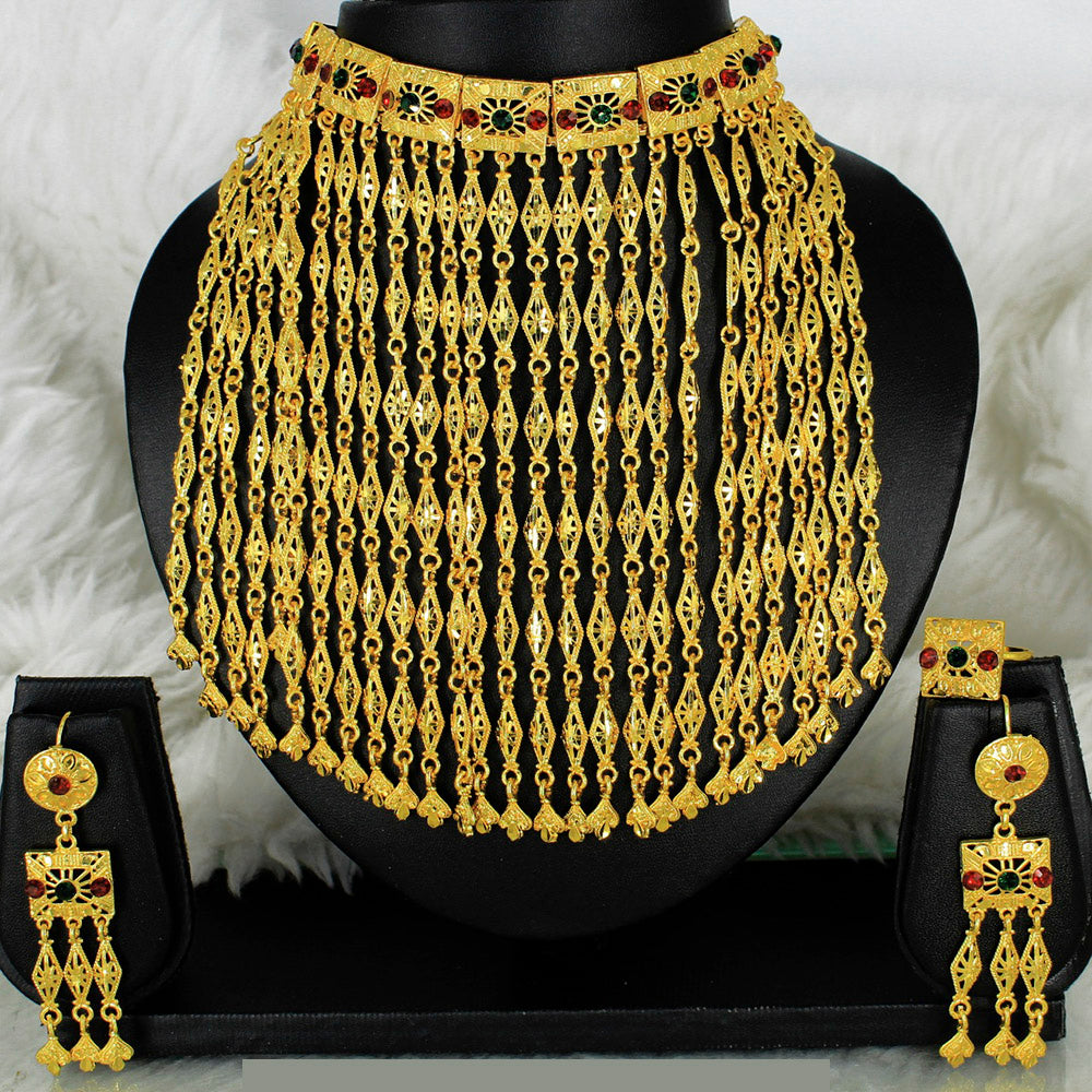 Mahavir Forming Gold Necklace Set - MARTASHA Set 7007