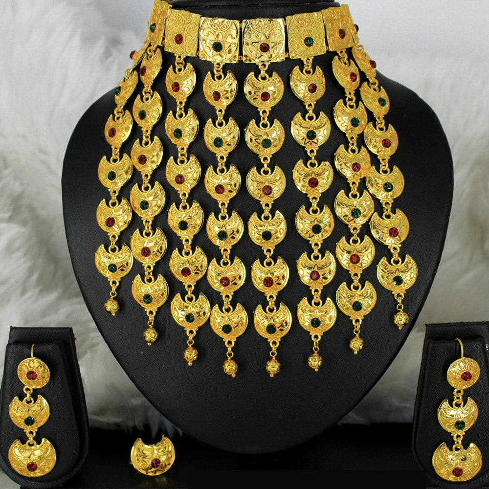 Mahavir Forming Gold Necklace Set - MARTASHA Set 7014