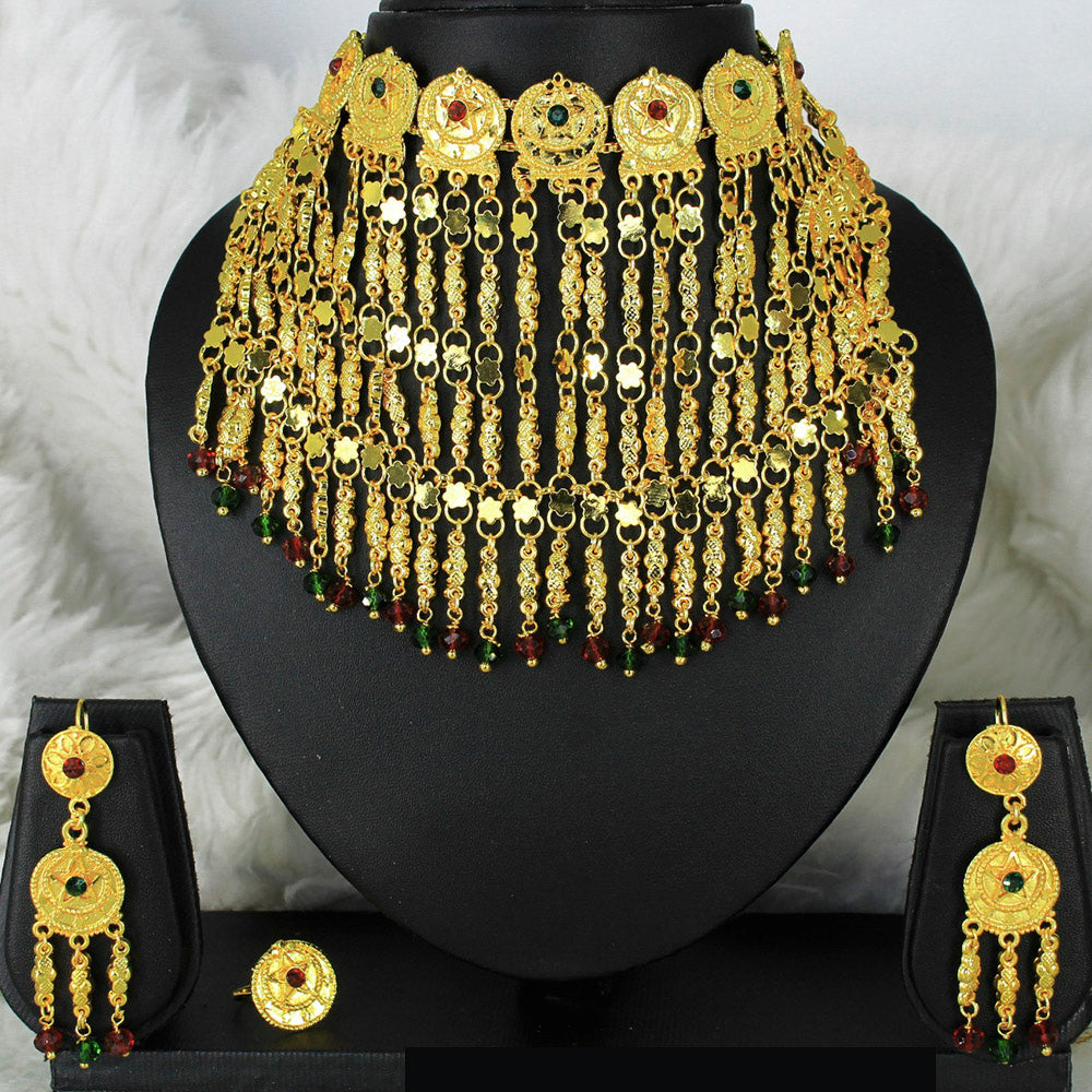 Mahavir Forming Gold Necklace Set - MARTASHA Set 7022