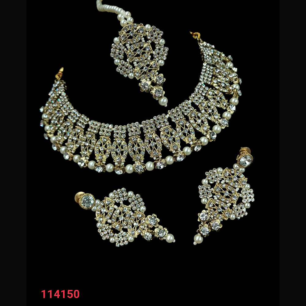 NAFJ Gold  Plated Austrian Stone Choker Necklace Set