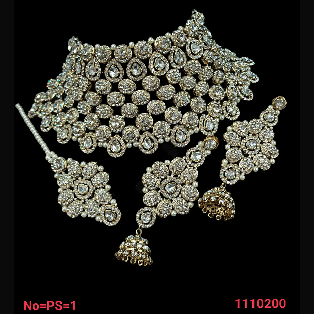 NAFJ Gold  Plated Austrian Stone Choker Necklace Set