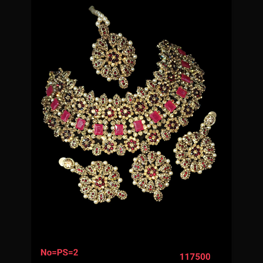 NAFJ Gold Plated Austrian Stone Choker Necklace Set