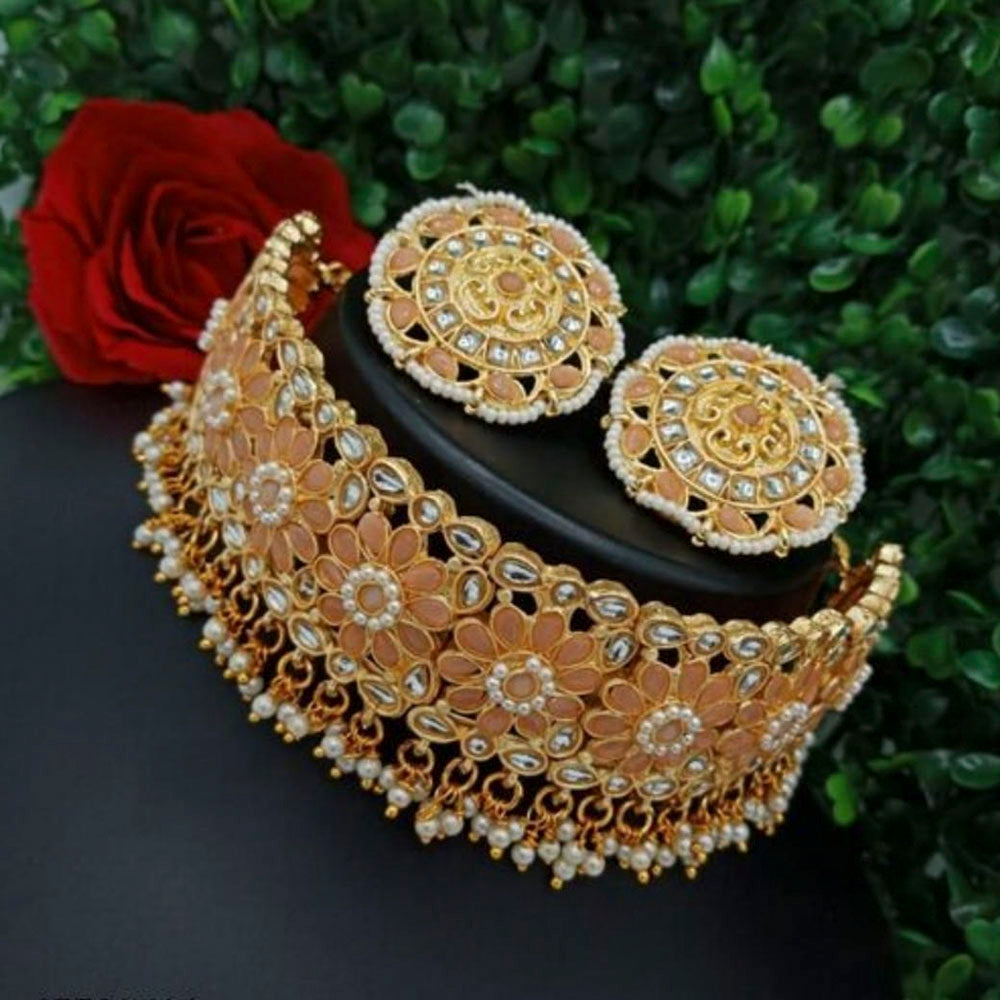 Neetu Art Gold Plated Kundan Stone Choker Necklace Set