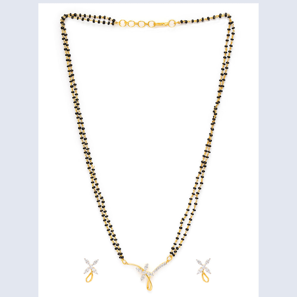 Mahi Ablazing Elegance Tanmaniya Chain Mangalsutra Set with Cubic Zirconia for Women (NL1101430G2)