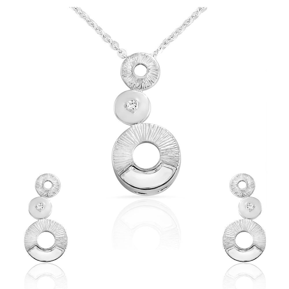 Mahi Liana Collection White Rhodium Plated Made with Swarovski Crystal Pendant Set for Women