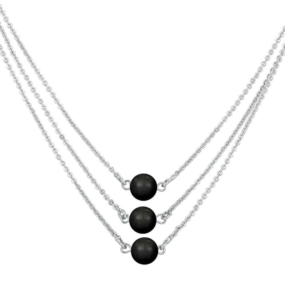 Mahi Designer Multilayered Mystic Black Swarovski Pearl Necklace Mala Made of Alloy for Girls and Women
