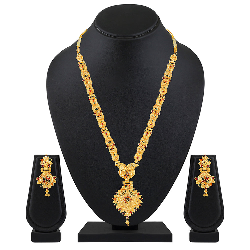 Mahi Gold Plated Traditional Wedding Necklace Set for Women (NL1108089G)