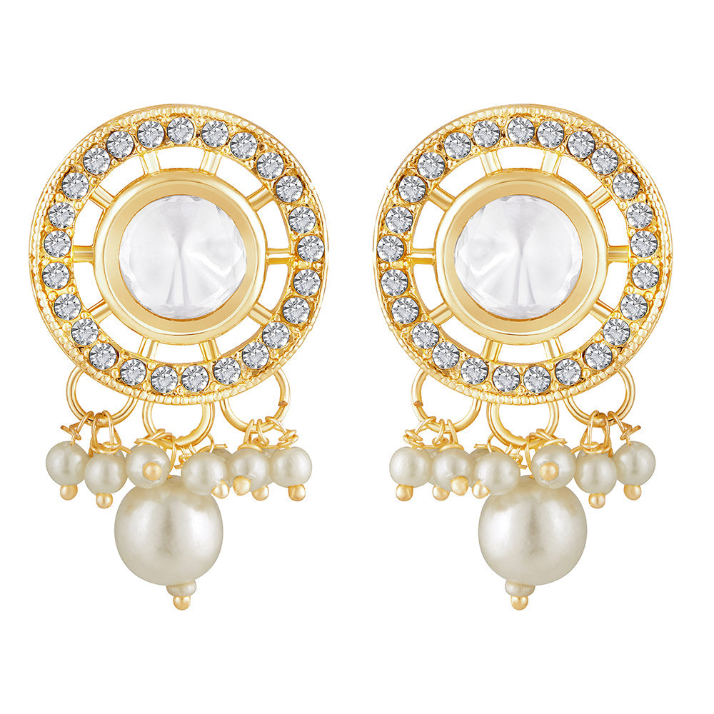 Mahi Gold Plated Traditiol Ethnic Circular Choker Necklace Set for Women (NL1108105G)