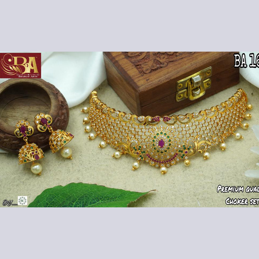 Bhargav Arts Gold Plated AD Stone Necklace Set