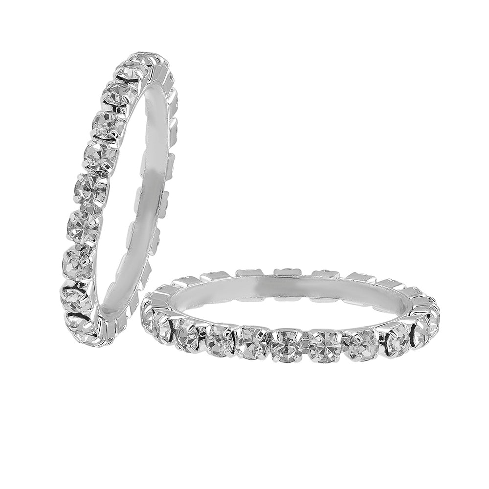 Missmister Pack Of 12 Oxidised Silver Plated Free Size Fashion Ring - ORKL1104