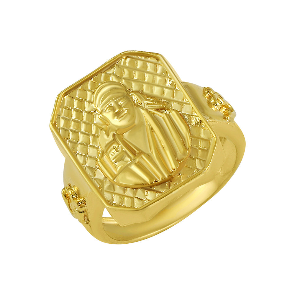 Missmister Pack Of 12 Gold Plated Shirdi Sai Baba Finger Ring Men Brass Gold Plated Ring - ORMI5670