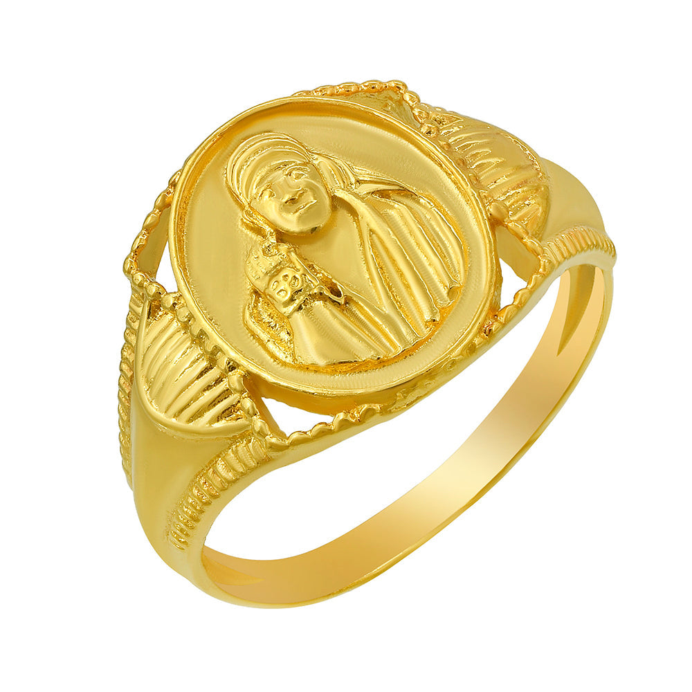 Missmister Pack Of 12 Gold Plated Shirdi Sai Baba Finger Ring Women Men Brass Gold Plated Ring - ORMI5671
