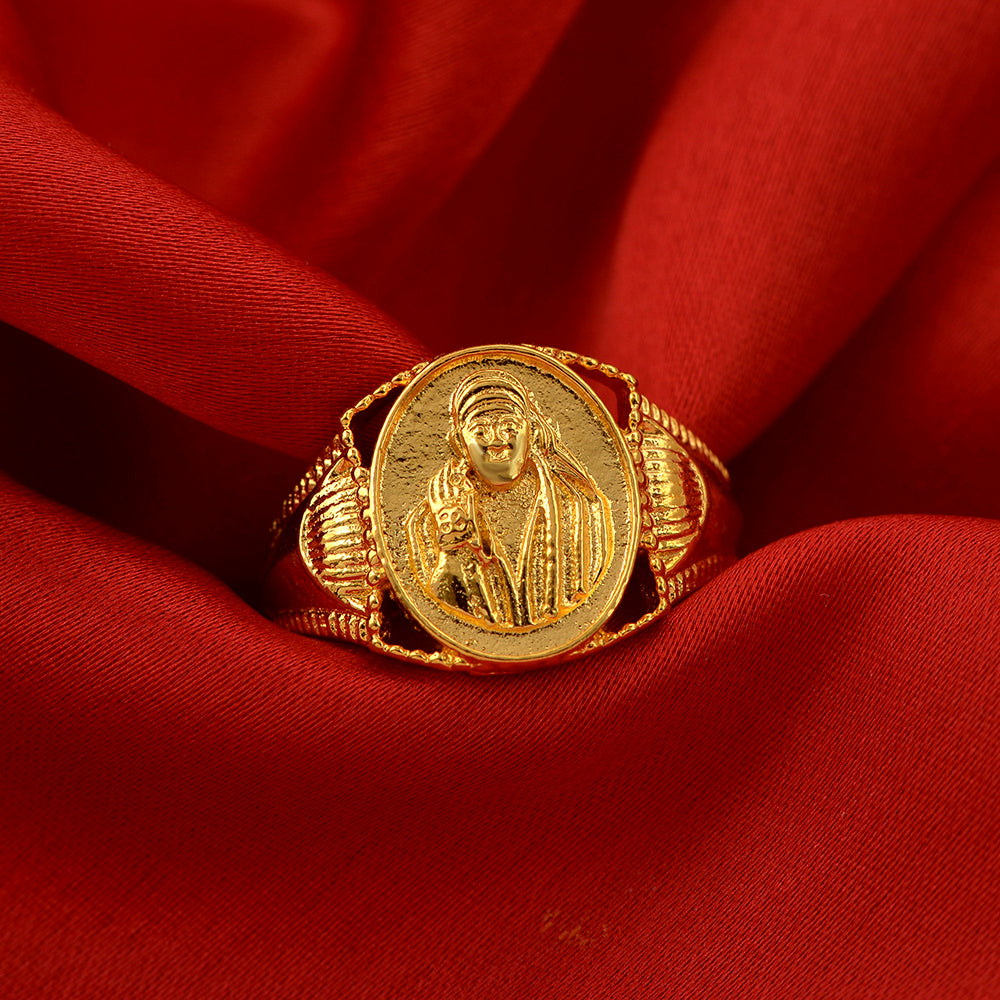 Missmister Pack Of 12 Gold Plated Shirdi Sai Baba Finger Ring Women Men Brass Gold Plated Ring - ORMI5671