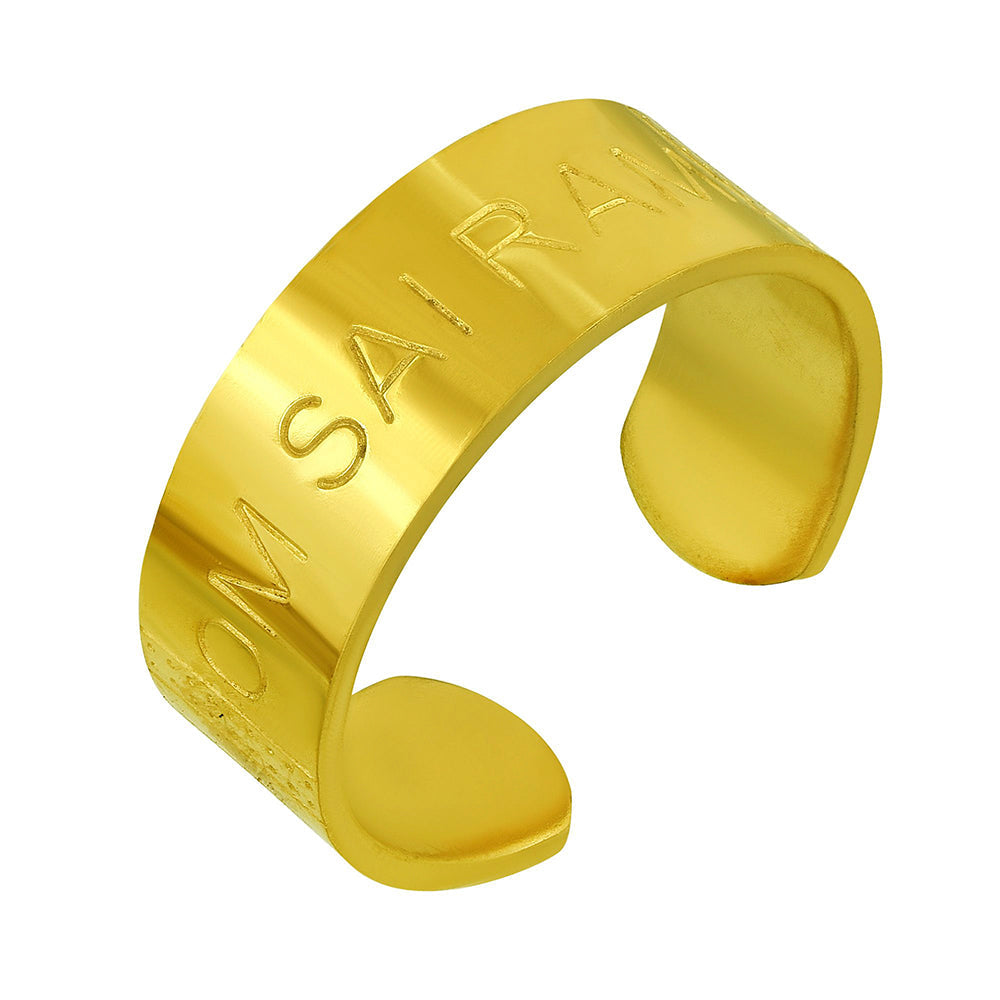 Missmister Pack Of 12 Gold Plated Shirdi Sai Baba "Om Sai Ram" Fashion Free Size Finger Ring - ORNI8132