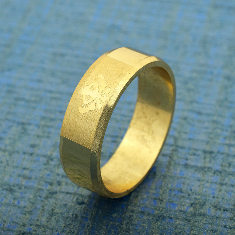 Missmister Pack Of 12 Gold Plated Khanda Engraved, Sikh Sardar Punjabi Fashion Finger Ring - ORRM6236