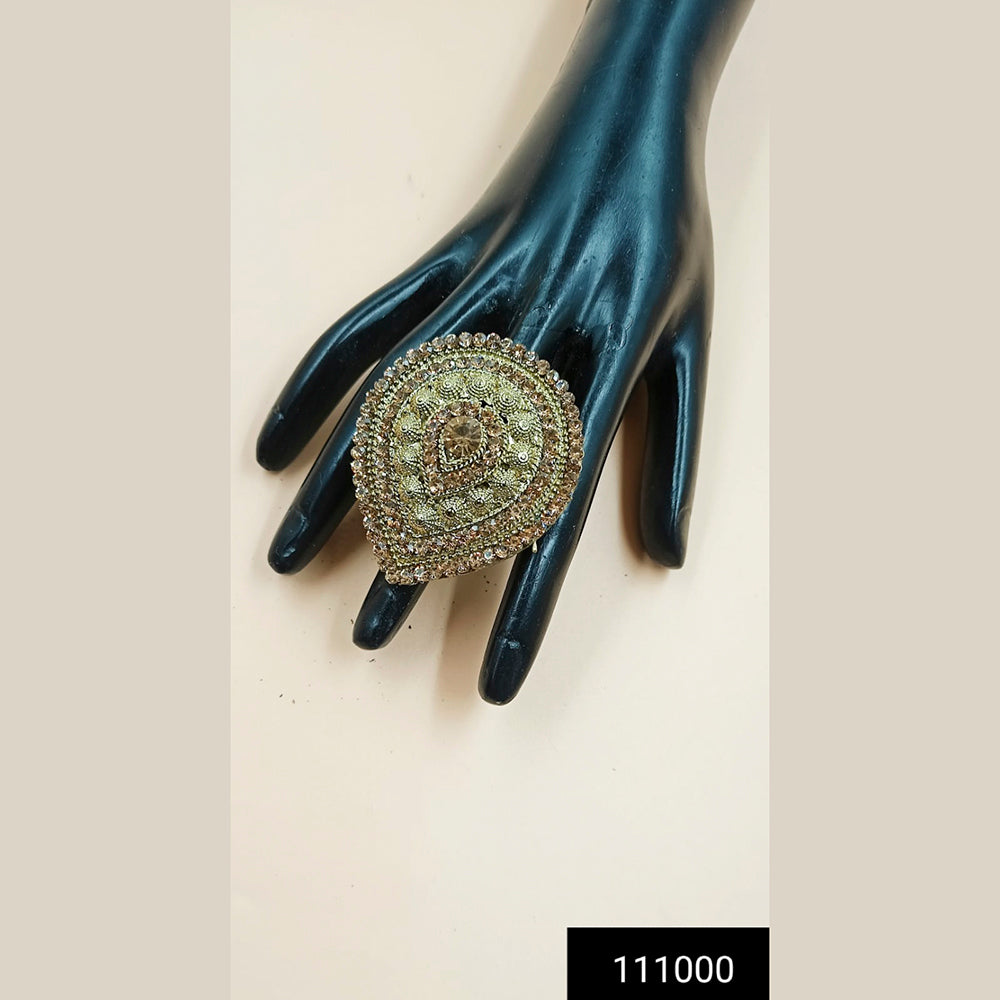 Padmawati Bangles Gold Plated Austrian Stone Adjustable Finger Ring For Women - PBACC280